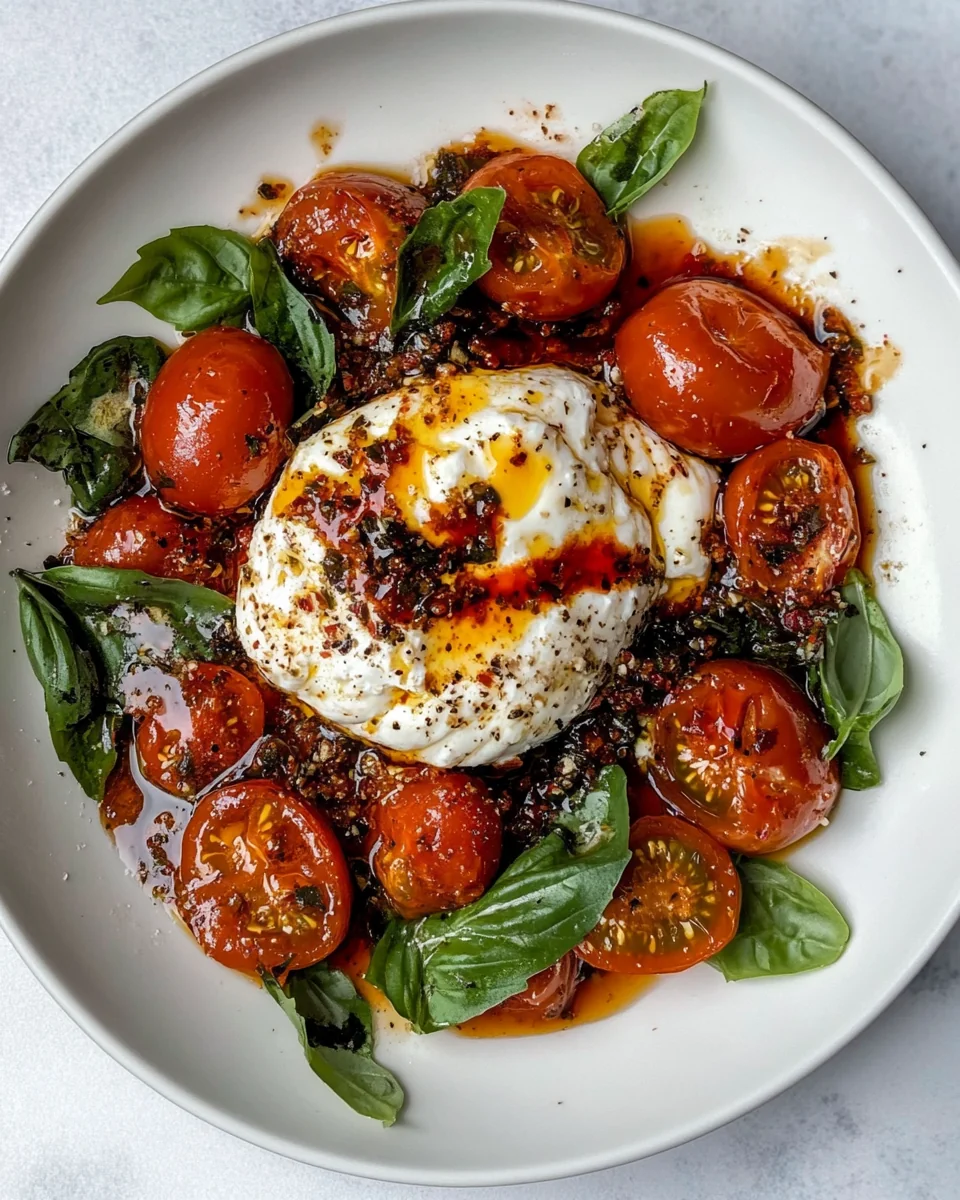 Fresh Burrata and Tomato Salad With Savory Harissa Dressing - additional image