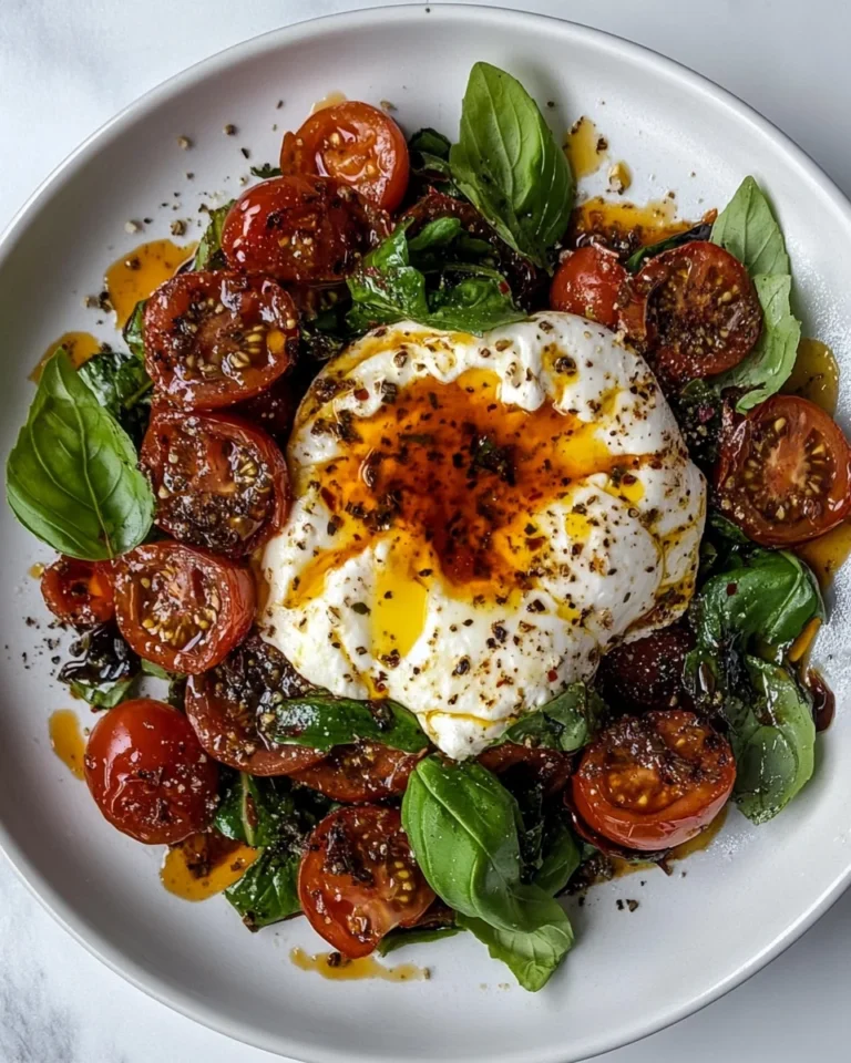 Fresh Burrata and Tomato Salad With Savory Harissa Dressing