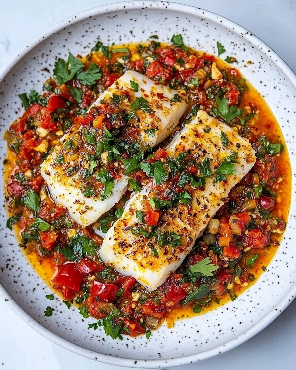 Cod with Fresh Tomato Red Pepper Sauce - additional image