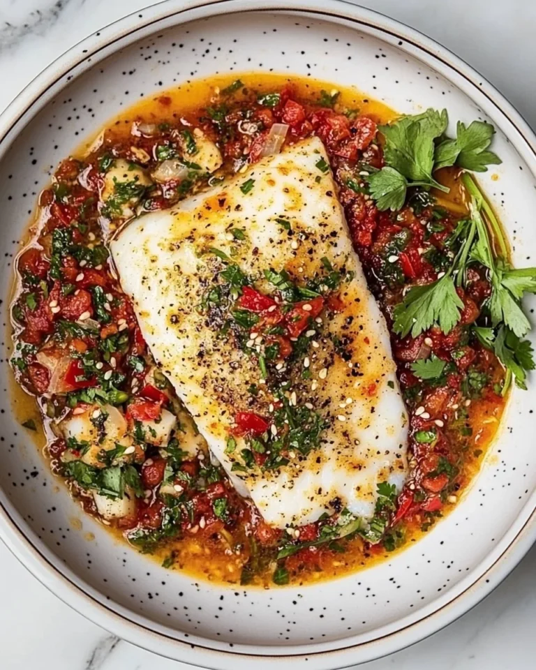 Cod with Fresh Tomato Red Pepper Sauce