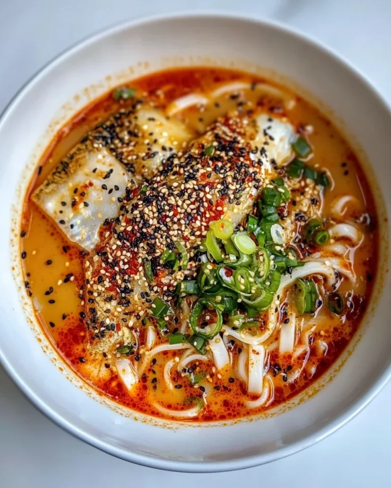 Creamy Gochujang Udon Soup with Fresh Fish