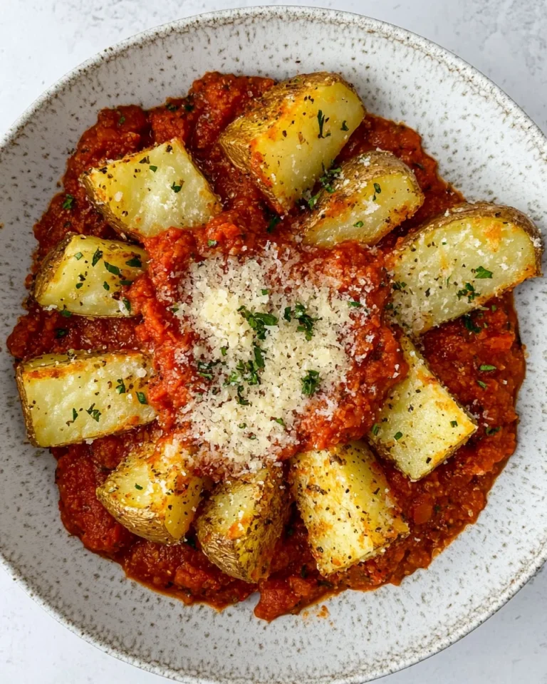 Crispy Parmesan Potatoes with Flavorful Tomato Sauce