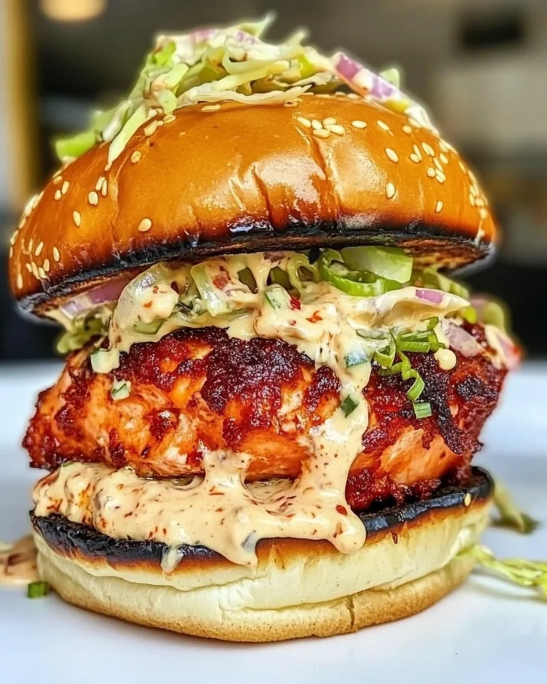 Savory Gochujang Salmon Burger Recipe