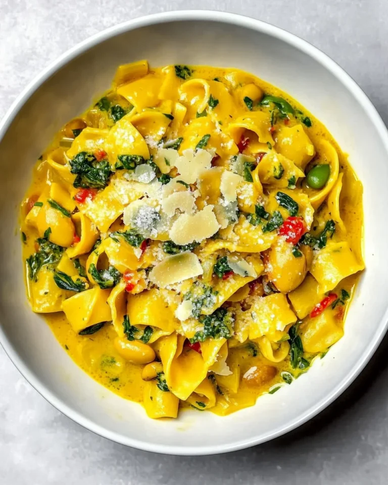 Golden Brothy Pasta with Savory Beans