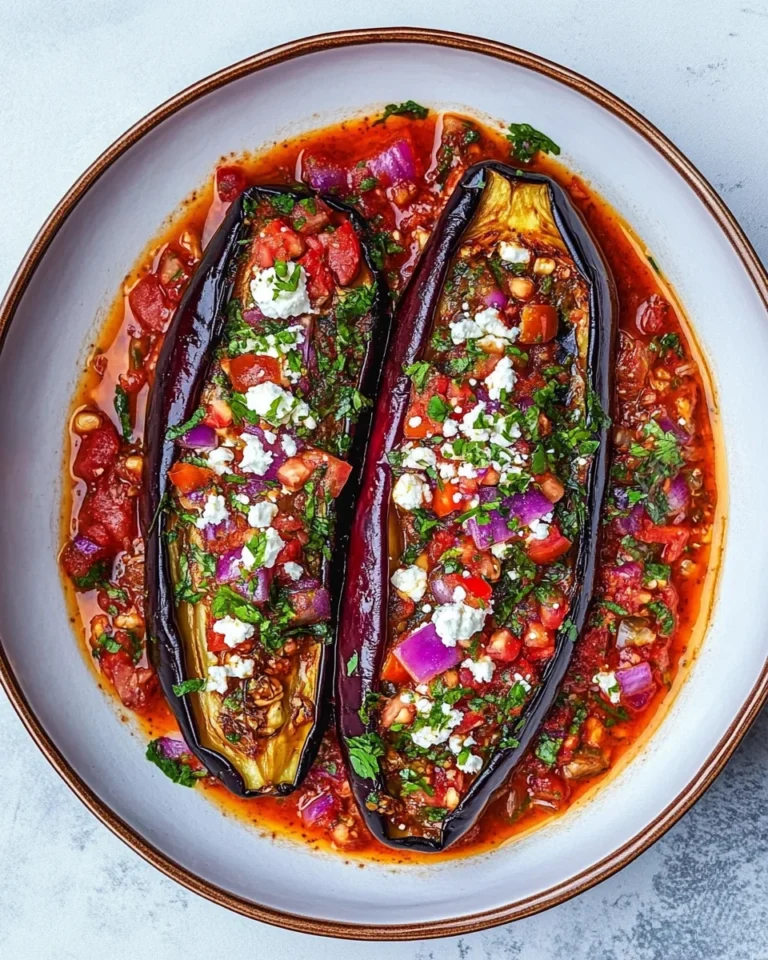 Simple Harissa Aubergine with Fresh Tomato and Feta