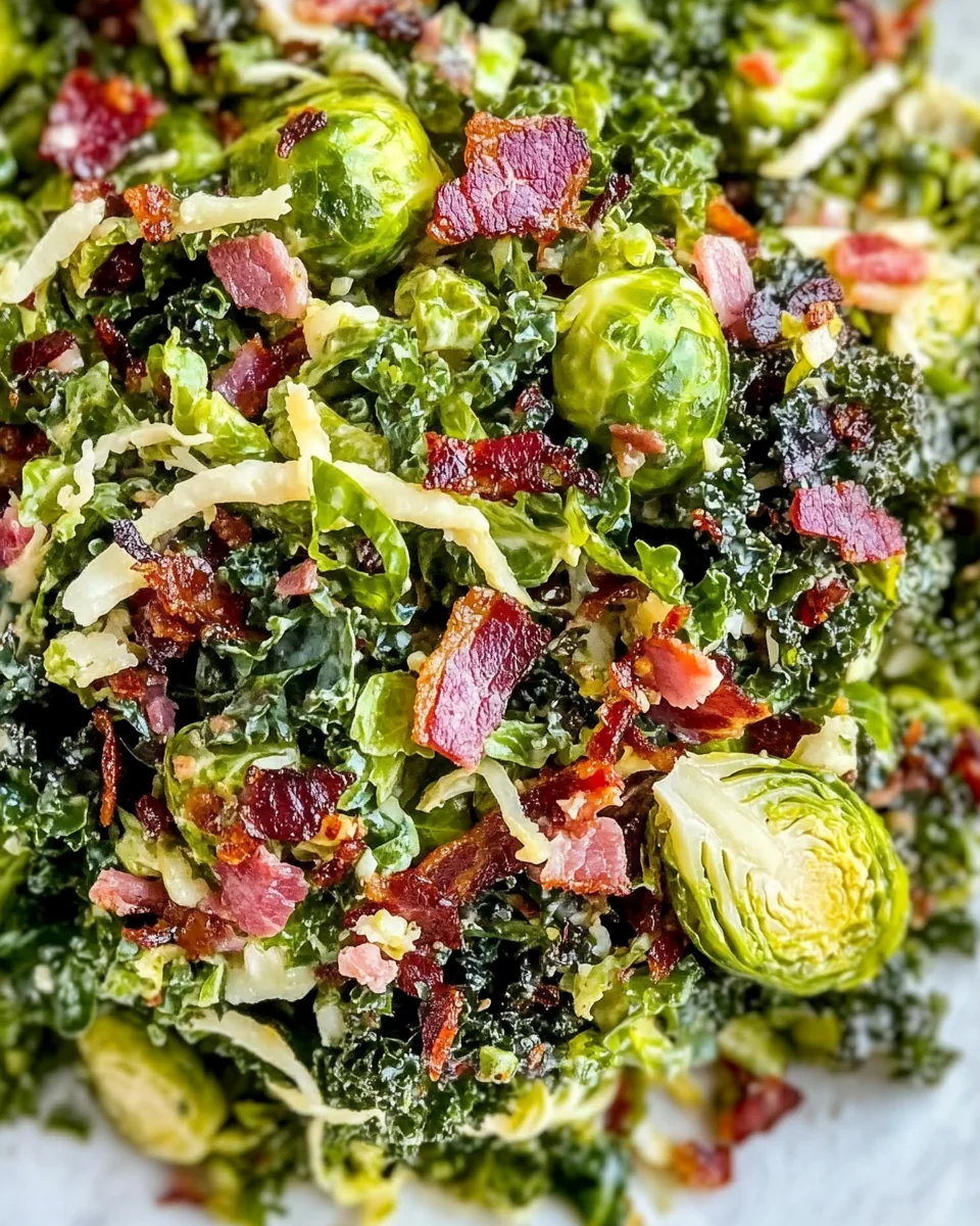 Fresh Kale and Brussels Sprouts Salad with Savory Dressing - additional image