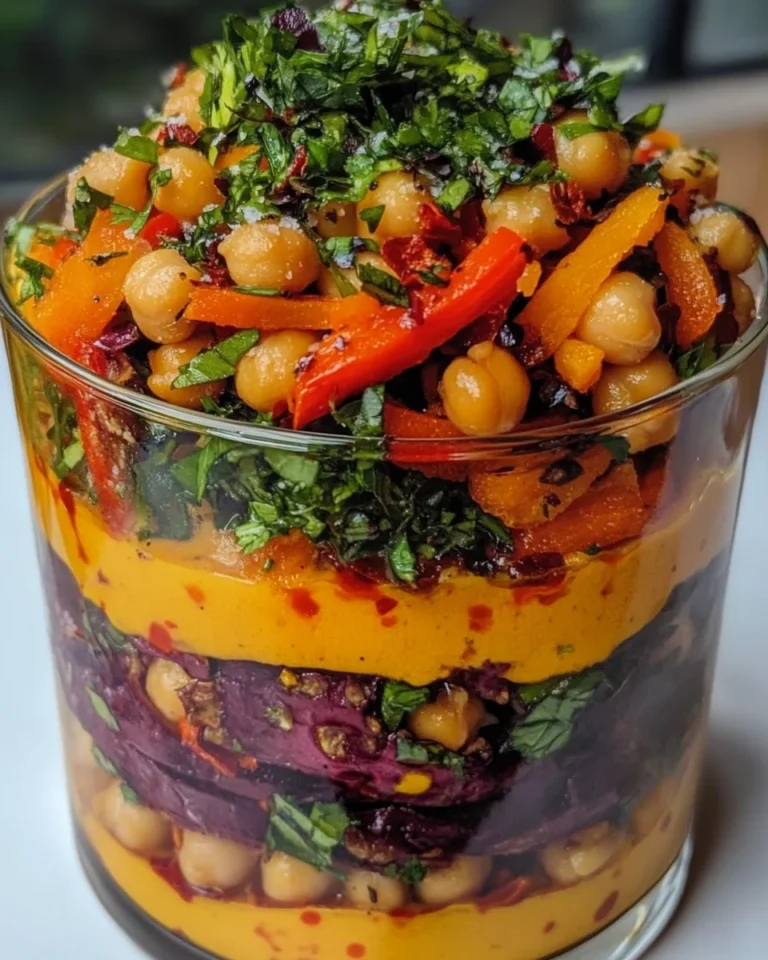 Layered Chickpea Salad with Roasted Vegetables Recipe
