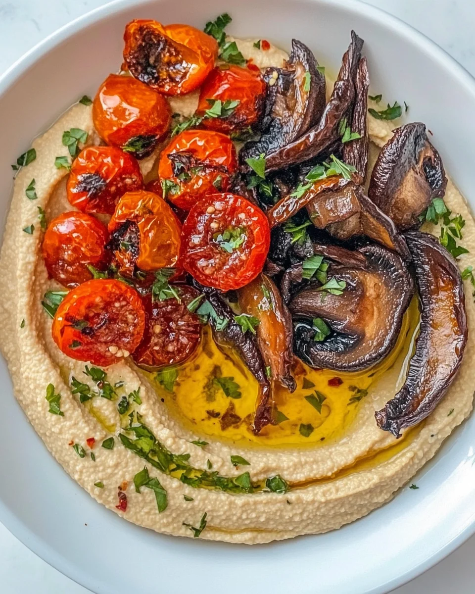 Loaded Hummus with Roasted Tomatoes and Mushrooms Recipe - additional image