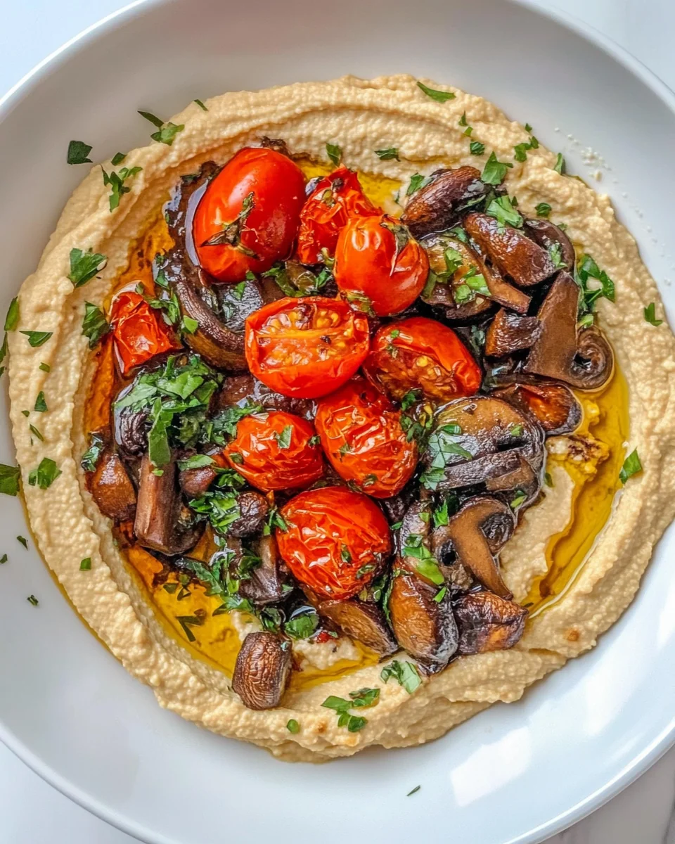 Loaded Hummus with Roasted Tomatoes and Mushrooms Recipe - additional image