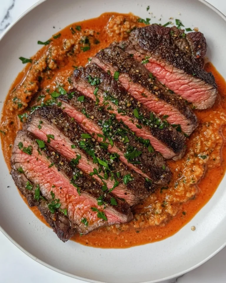 Simple Marinated Flank Steak with Flavorful Muhammara