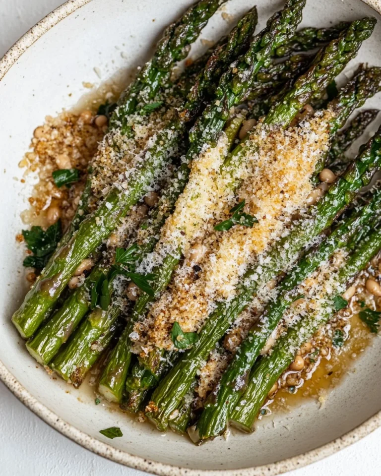 Roasted Asparagus with Savory Parmesan Beans