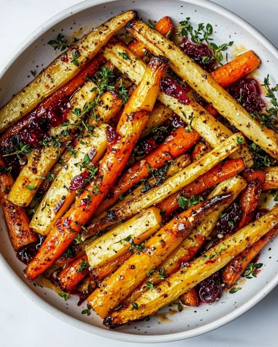 Roasted Carrots and Parsnips with Fresh Cranberry Glaze - additional image