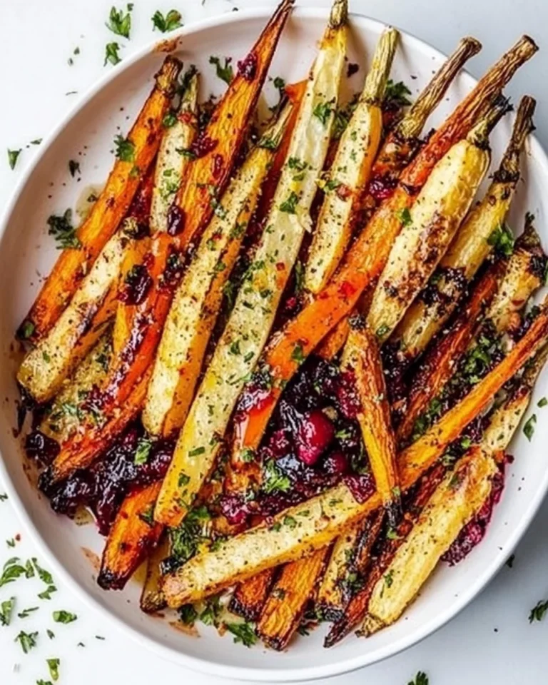 Roasted Carrots and Parsnips with Fresh Cranberry Glaze