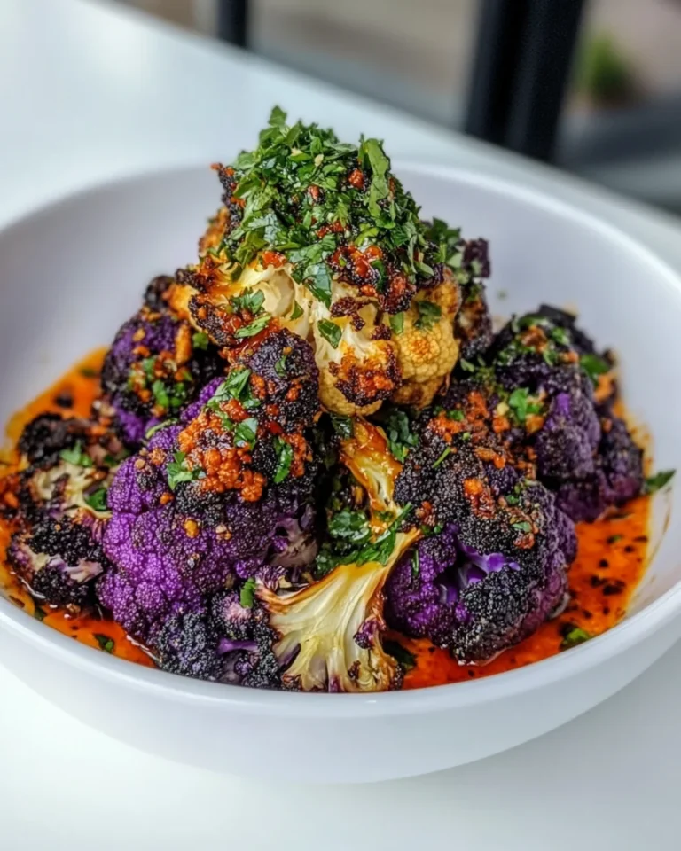Roasted Purple Cauliflower with Sweet Harissa Butter