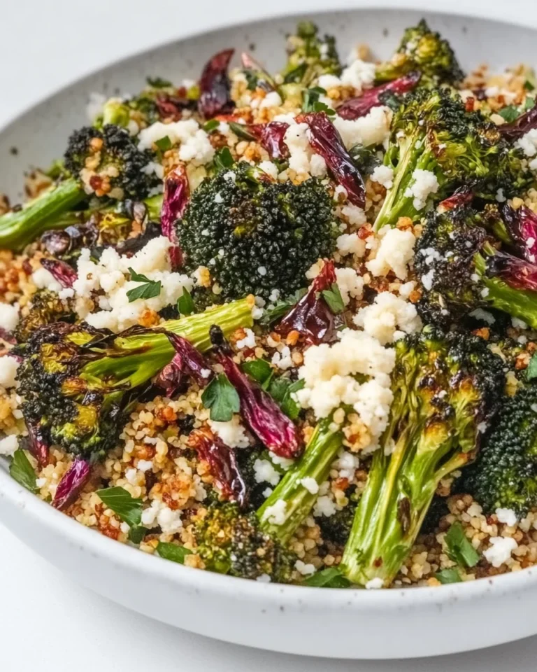 Roasted Purple Sprouting Broccoli with Flavorful Couscous