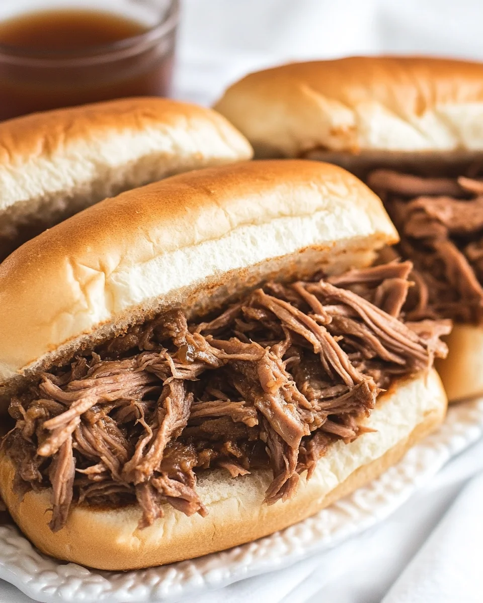 Perfect Slow Cooker Shredded Beef Sandwiches - additional image