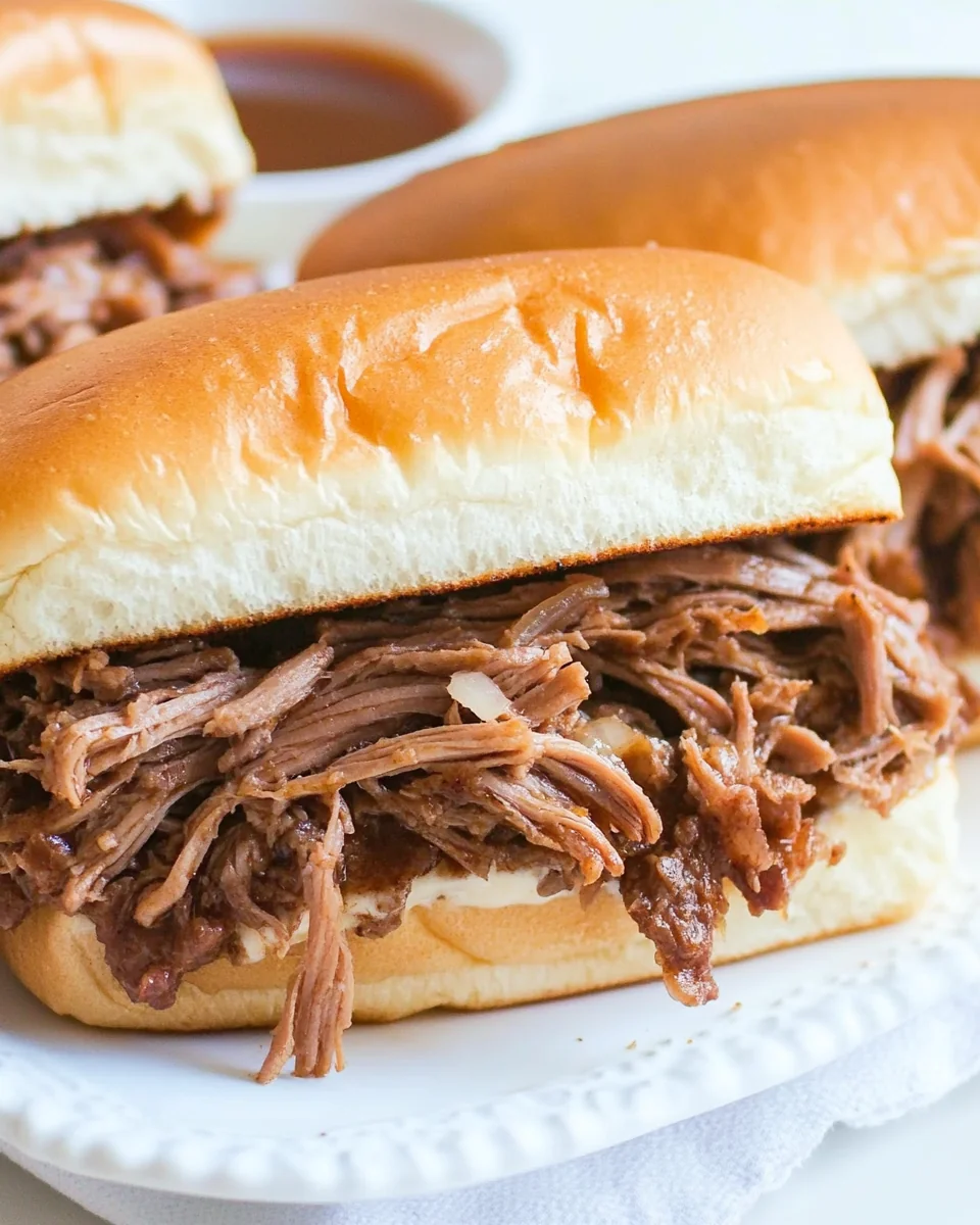 Perfect Slow Cooker Shredded Beef Sandwiches - additional image