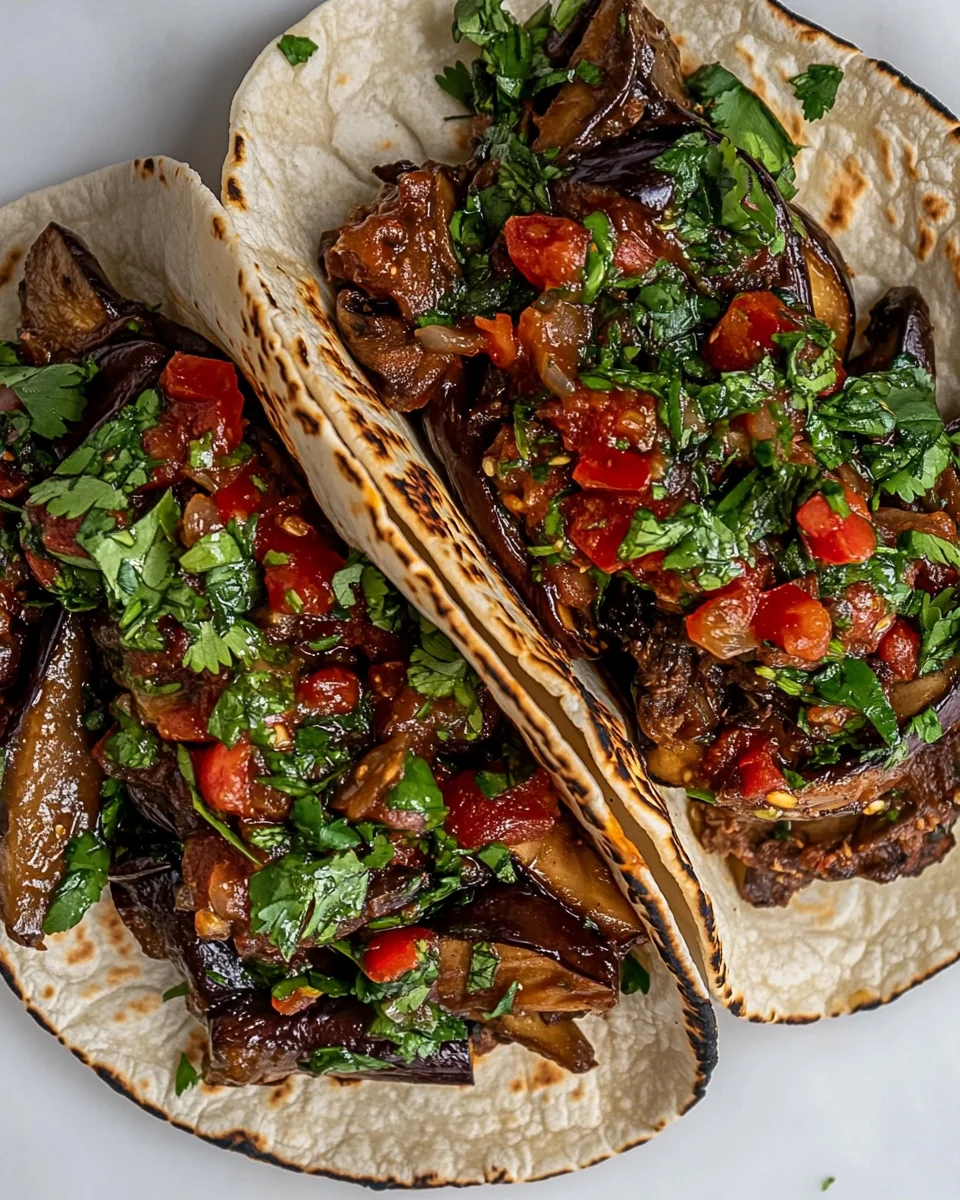 Smoky Mushroom and Aubergine Tacos with Fresh, Flavorful Toppings