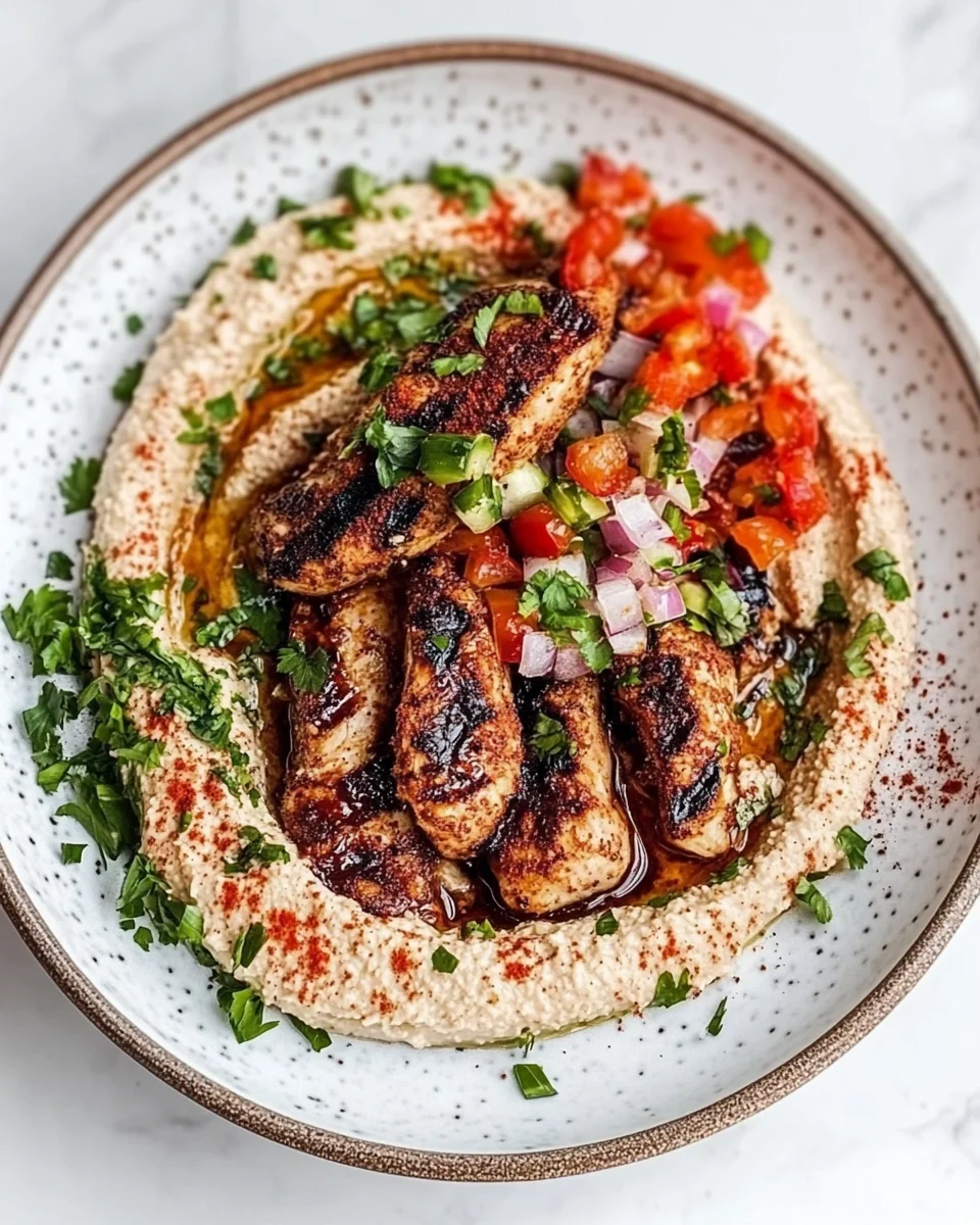 Spiced Grilled Chicken with Flavorful Caramelized Onion Hummus