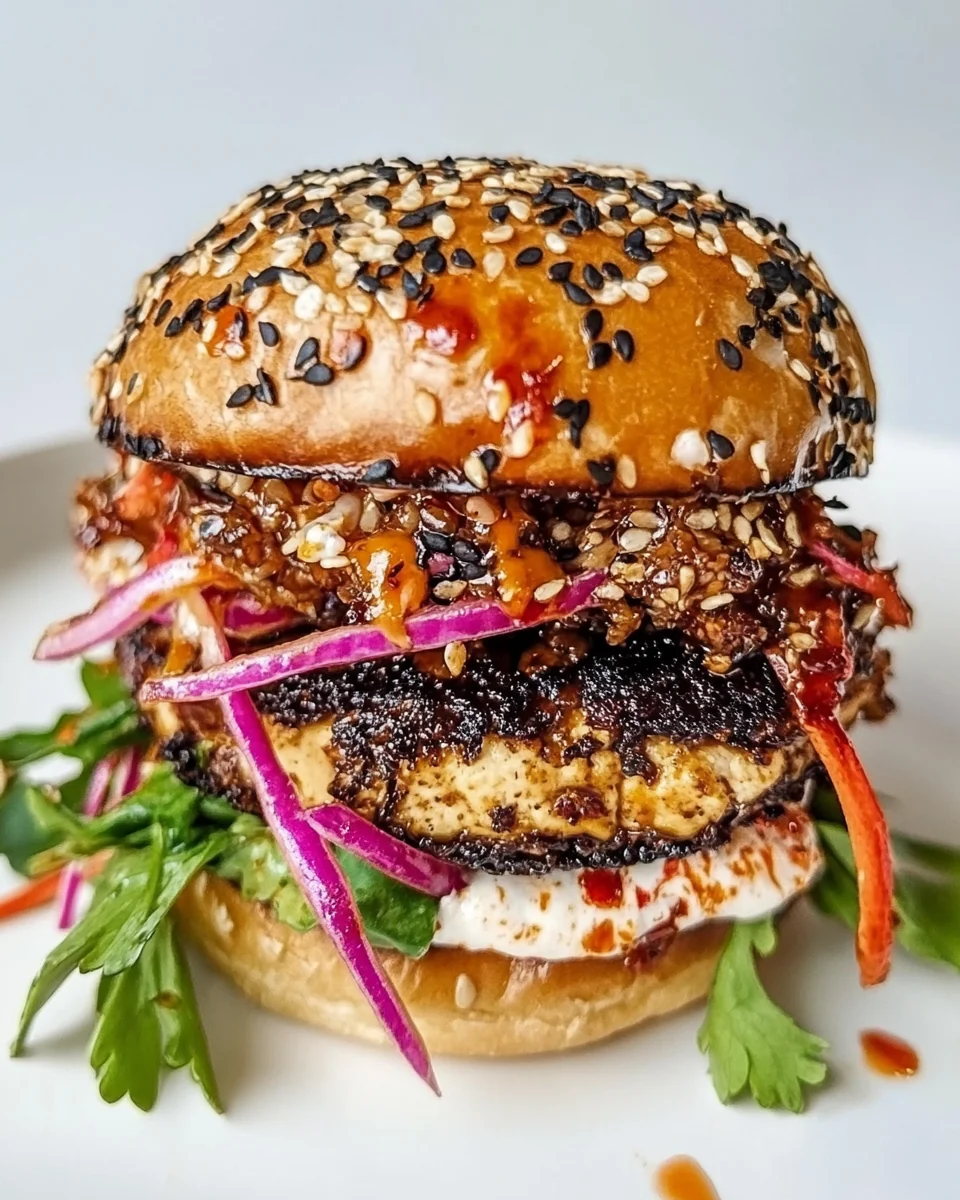 Spicy Homemade Teriyaki Tofu Burger