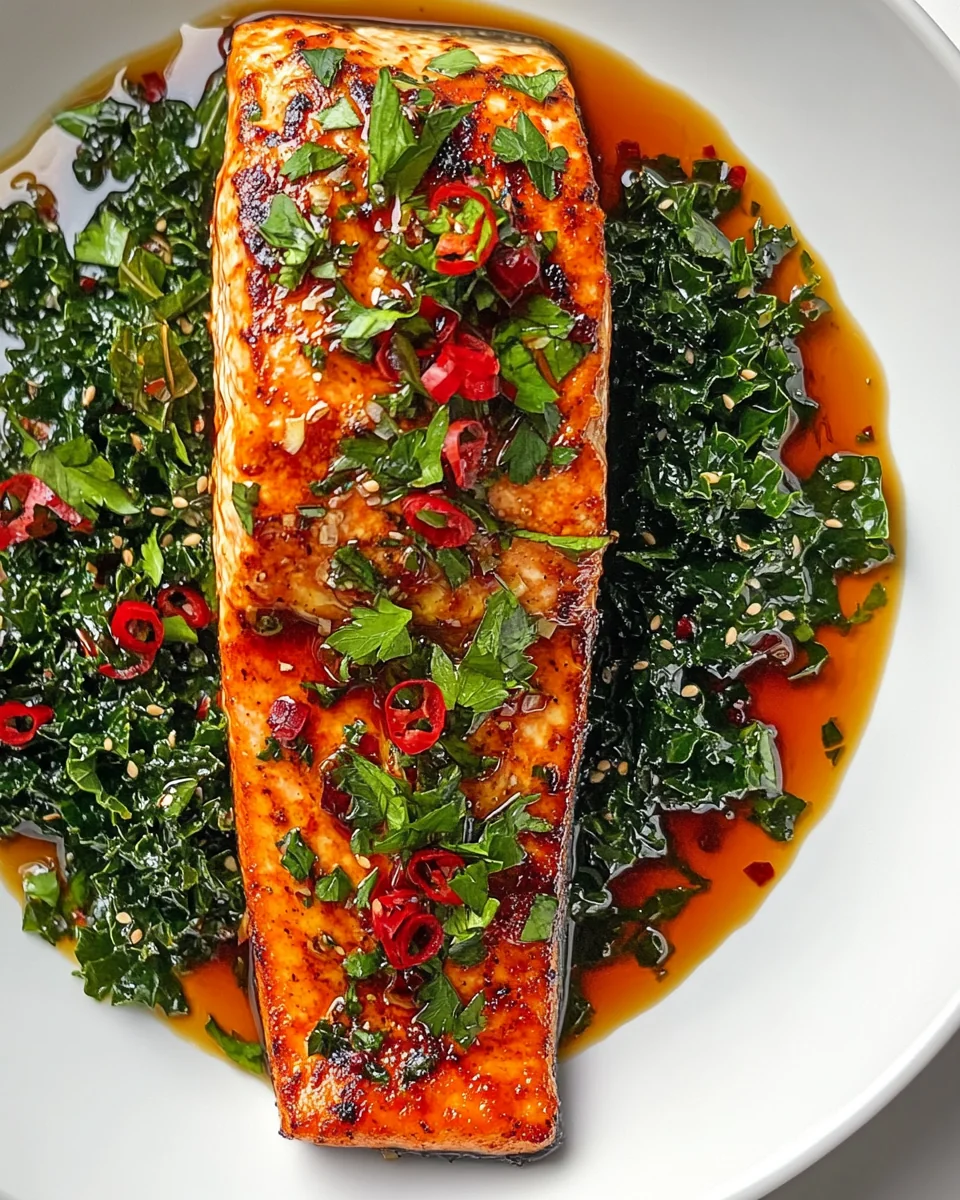 Simple Sriracha Honey Salmon with Fresh Kale - additional image