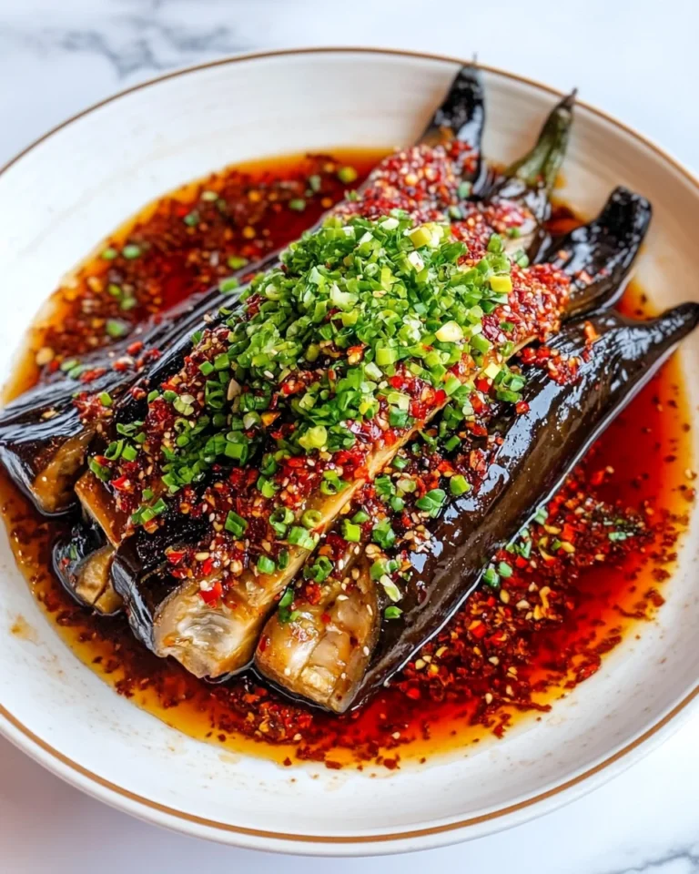 Steamed Aubergine with Flavorful Sichuan Chilli Oil