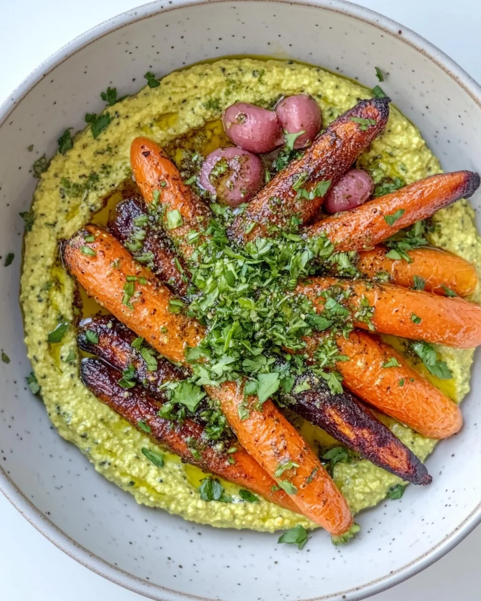 Savory Sticky Miso Carrots with Fresh Herby Hummus - additional image