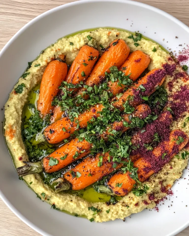 Savory Sticky Miso Carrots with Fresh Herby Hummus