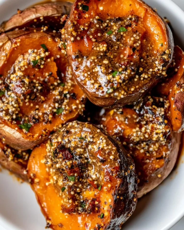Delicious Sticky Tahini Butter Sweet Potatoes