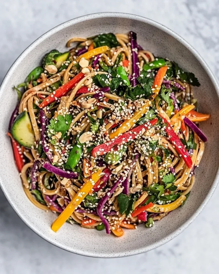 Vegan Rainbow Noodle Salad With Fresh Vegetables