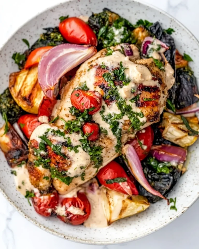 Zaatar Chicken with Roasted Vegetables and Tahini Delight